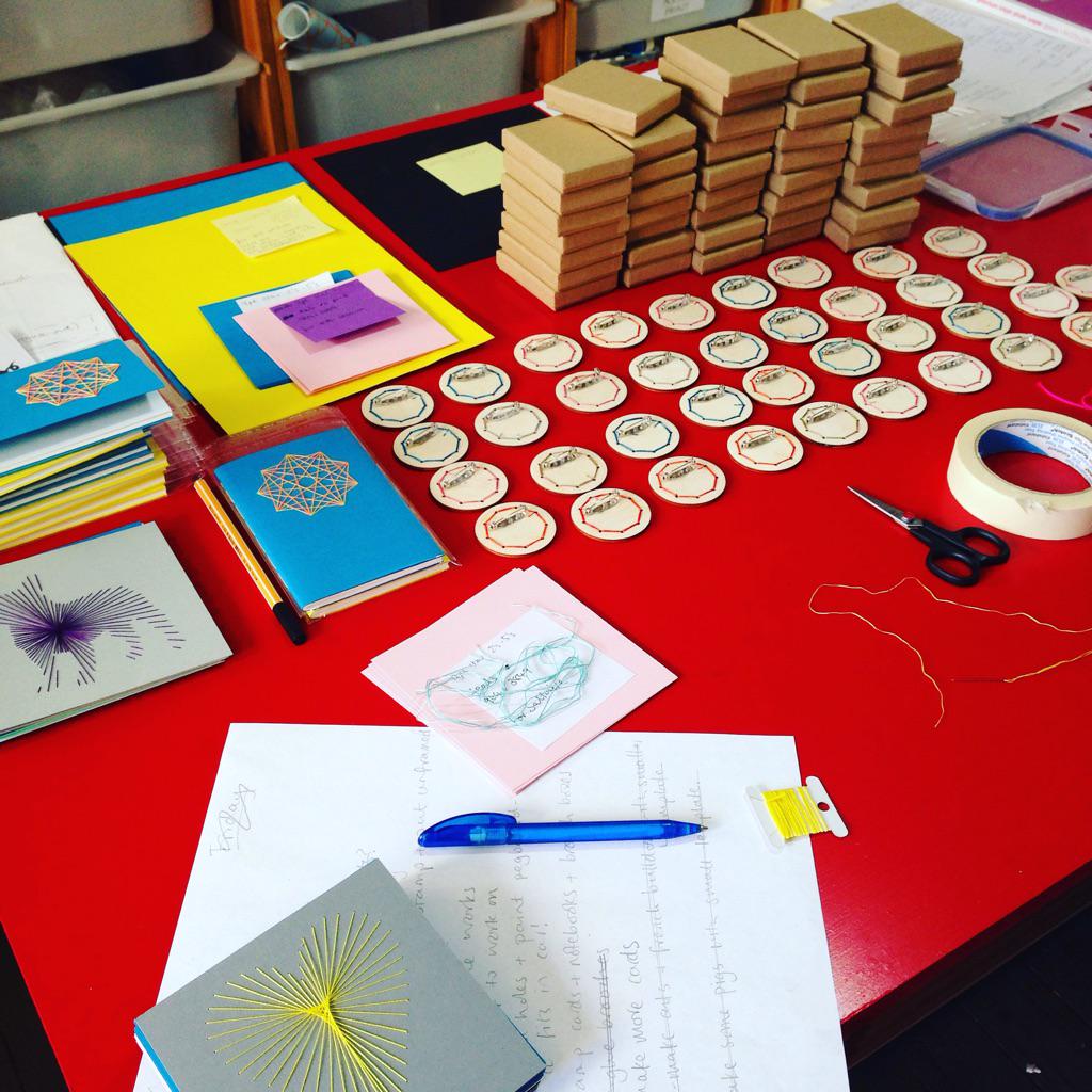 AlisonJMcIntyre's tweet photo. Final planning, packing &amp; making for #makeitsaltaire this weekend. Great makers doing their stuff @SaltaireArt http://t.co/hR2RFUjWNP