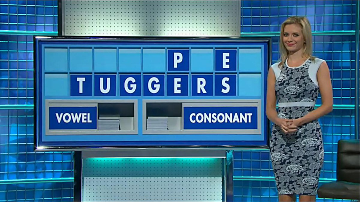 RachelRileyFC's tweet photo. Rachel during the letters rounds of today's #Countdown on Channel 4. #BlueFlowerPower http://t.co/BfnXmhdG5z