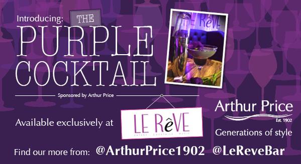 Here's our very own James Price sampling the #PurpleCocktail <a href="/LeReveBar/">Le Reve</a>!