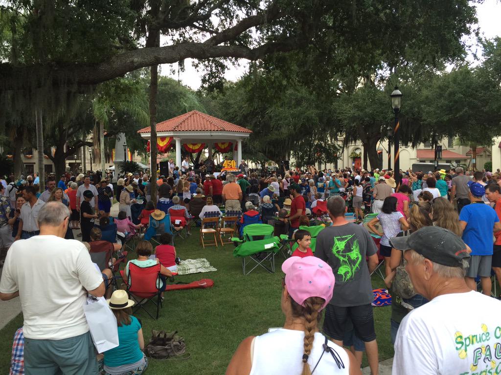 StAugustine450's tweet photo. Music and cake at the plaza gazebo for #Celebrate450 today! http://t.co/F6uMFIqaDa