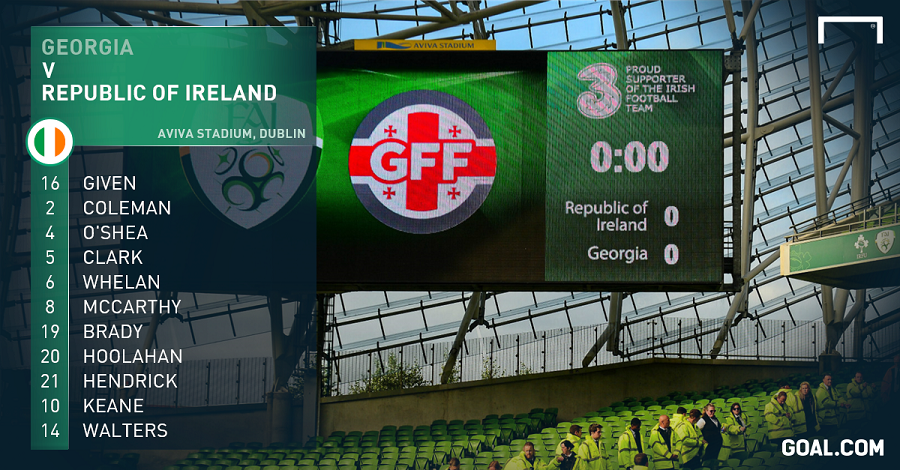 GoalComIreland's tweet photo. Republic of Ireland starting XI to play Georgia. #COYBIG #IRLGEO http://t.co/EZibNZrERB