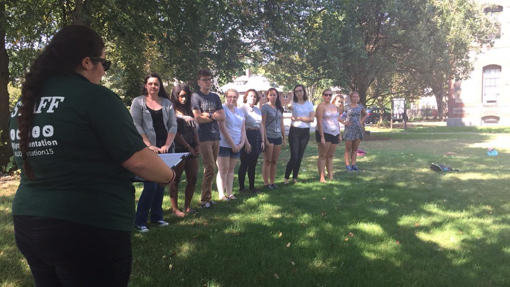 LynxOrientation's tweet photo. @LUOLRachel presenting about mental health stigma with some CLAS students #luorientation15 http://t.co/STe11OiPUl