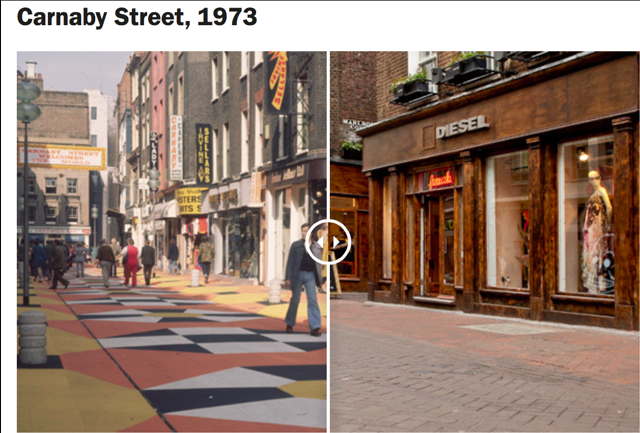 It's amazing how far #Soho has come. Take a look at #CarnabySt from 1973 compared to today! #SohoSeries #reflections