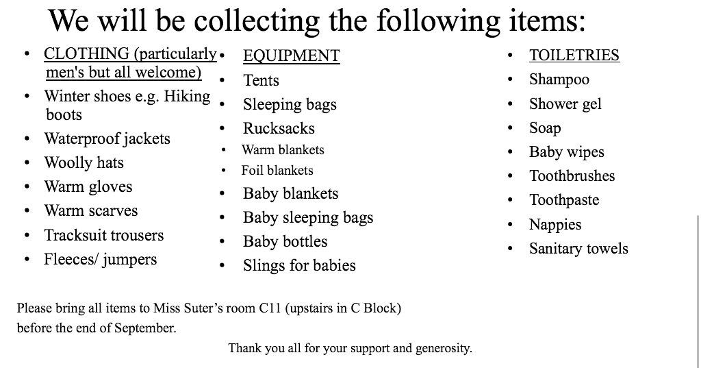 UHSMaathai's tweet photo. . @UHSsuukyi @UHSMendes @UHSYunus @UHSWood Here is the list of items needed http://t.co/ruFWupVMnl