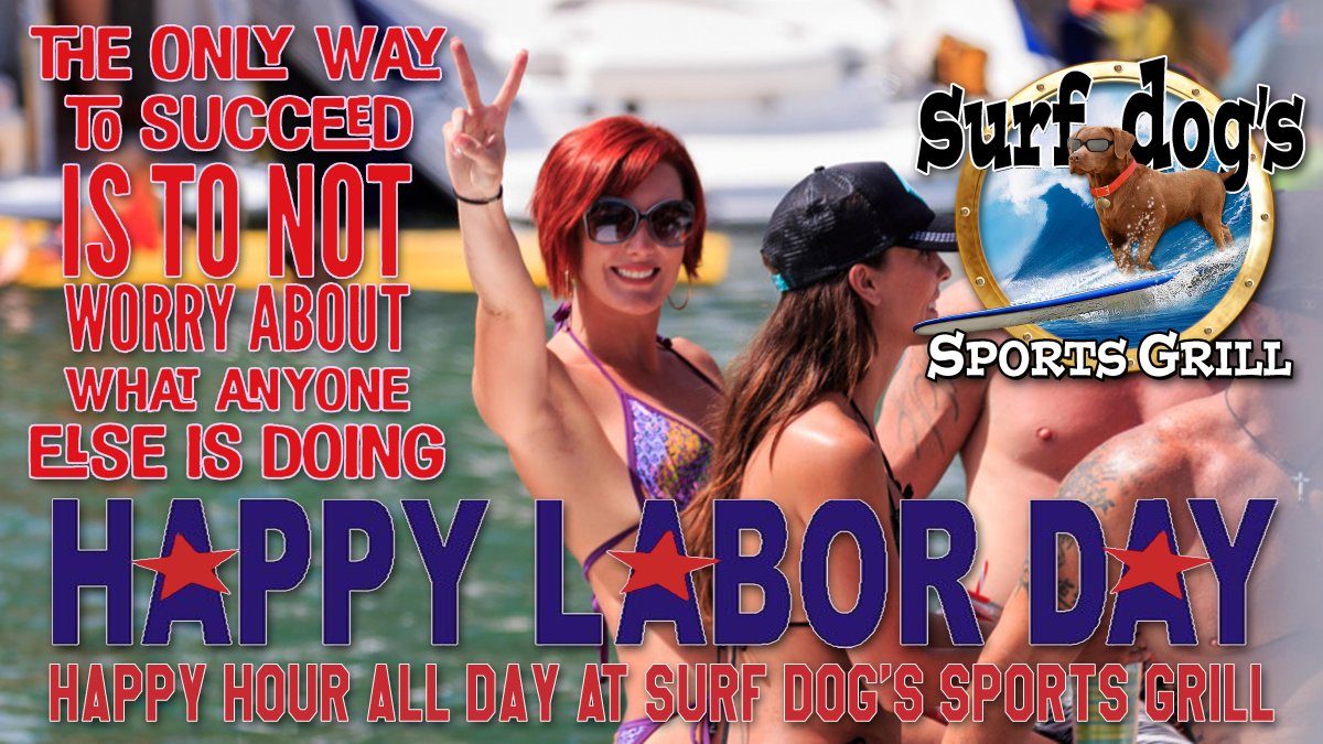 SurfDogsHB's tweet image. HAPPY LABOR DAY!! Come celebrate with us at Surf Dog's and enjoy Happy Hour prices ALL DAY!!
