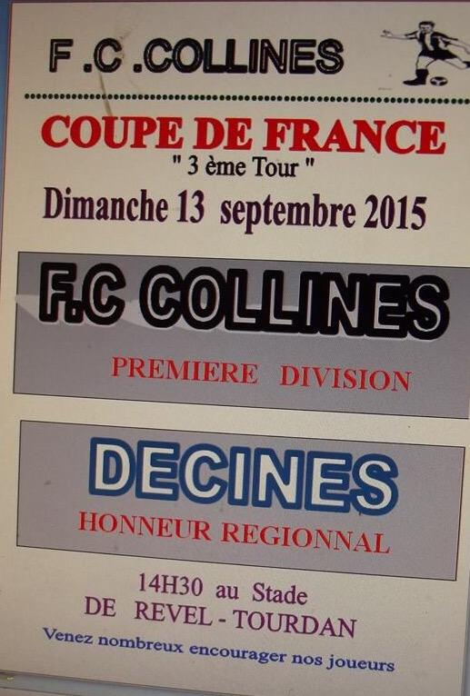 fccollines's tweet photo. 3ème tour coupe de France .. FCC-Décines http://t.co/4IqYhm2X8H