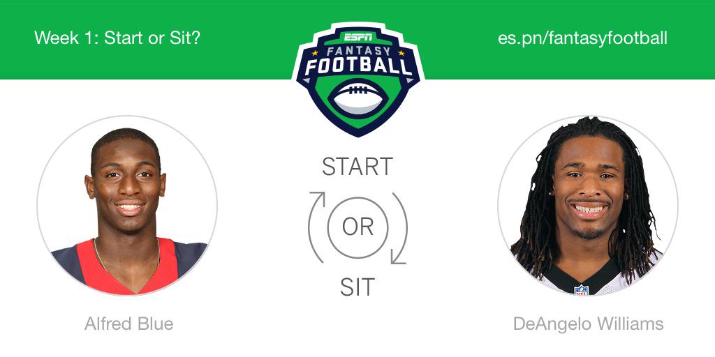WLsprintGLD's tweet photo. Who should I start this week? Alfred Blue or DeAngelo Williams! @ESPNFantasy #FantasyFootball http://t.co/KwHE4iMNcJ