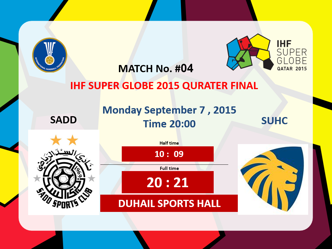 Qatarhandball's tweet photo. بطولة العالم للقارات #كرة_اليد 2015  
السد القطري  - جامعة سيدن�� الاسترالي (09:10 )20 : 21 http://t.co/8ughEbcQlc
