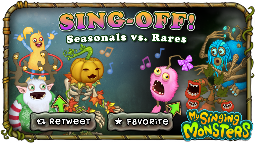 SingingMonsters's tweet photo. Who would win in a Sing-Off… Seasonals or Rares? Retweet if you're on #TeamSeasonals, and Favorite for #TeamRares! http://t.co/9M59f3DFmx