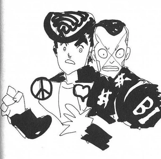 Haha I love these lil doodles Hirohiko Araki does in between chapters of Jojo, they're so cute! 