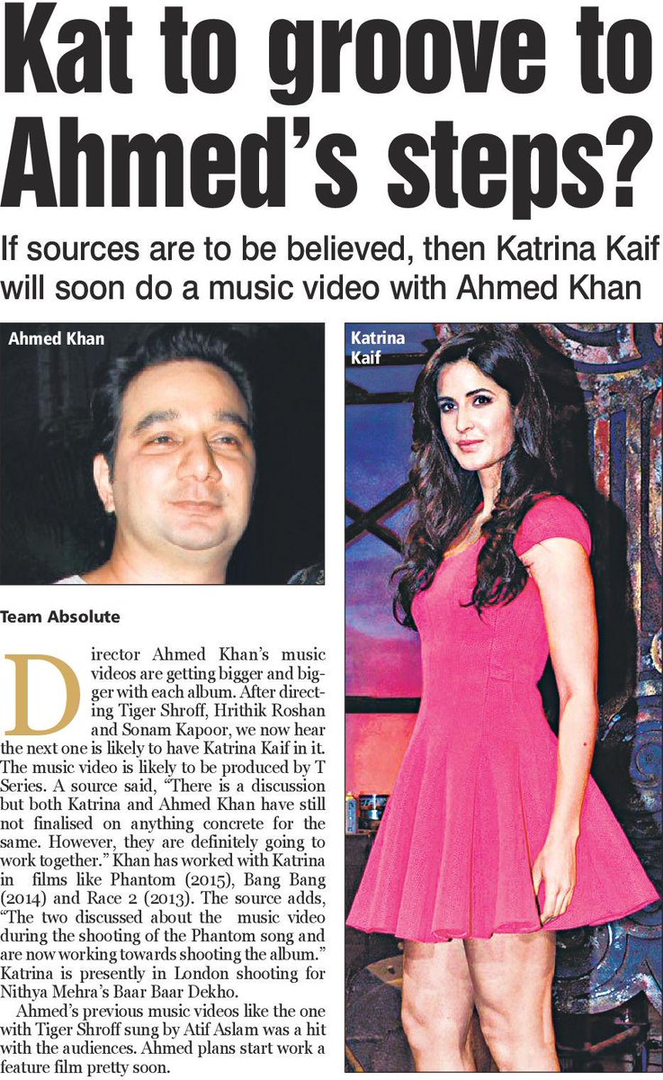 After Hrithik Roshan's #DheereDheere choreographer Ahmed Khan has approached Katrina Kaif for his next music video