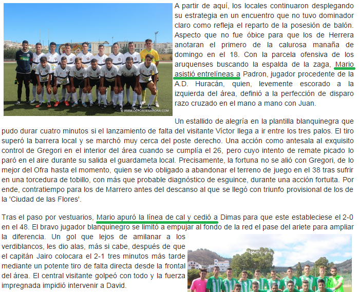 EmartSoccerBASE's tweet photo. CRÓNICA ↪ | Los medios recogen así las asistencias de #MarioGlez (1999), ariete del @arucascf ante el @CDOfraOficial http://t.co/1QQZiSXFWL