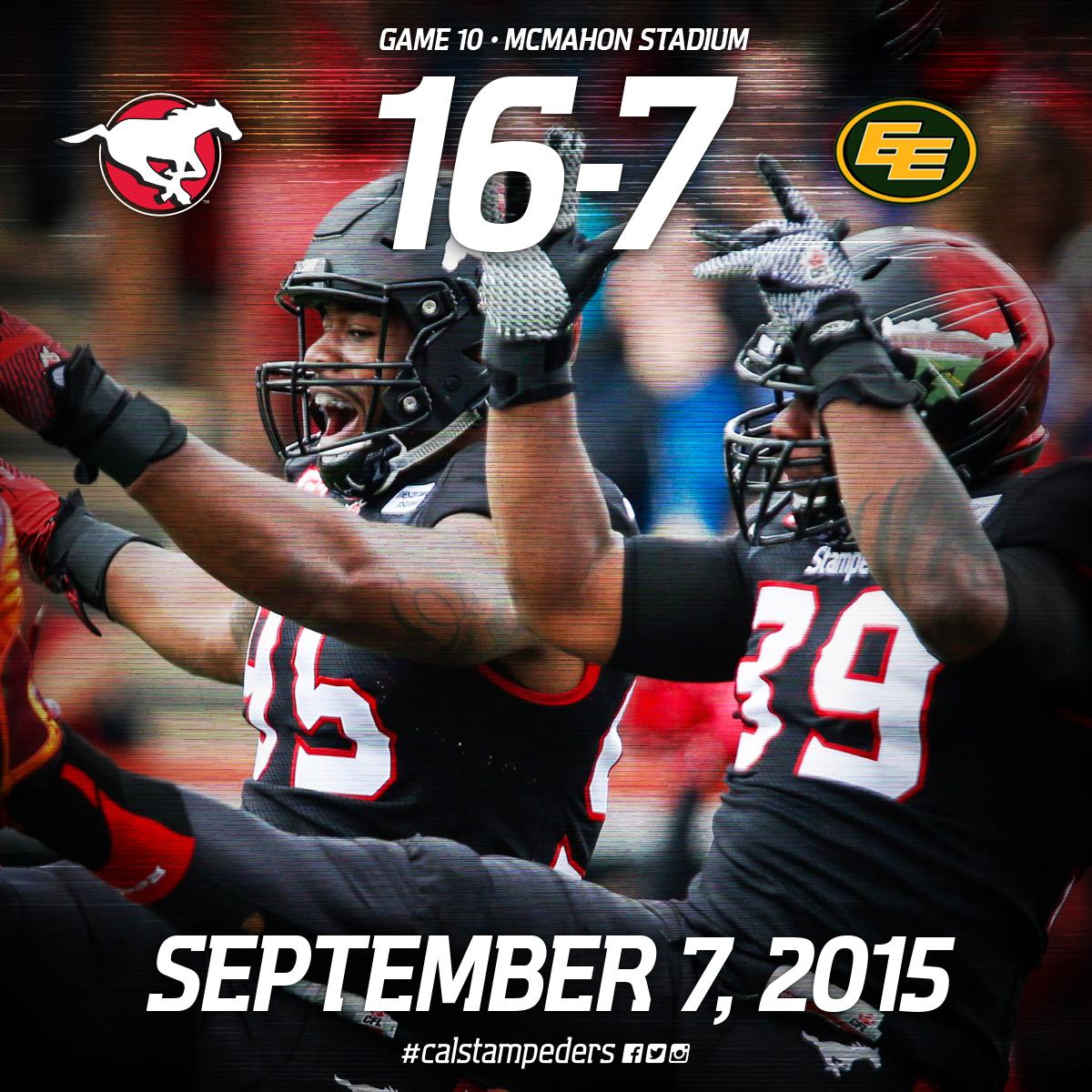 calstampeders's tweet photo. STAMPS WIN! Calgary beats Edmonton for the 12th regular-season game in a row! #calstampeders #LDClassic #LDWeekend http://t.co/q9YTY88a3x