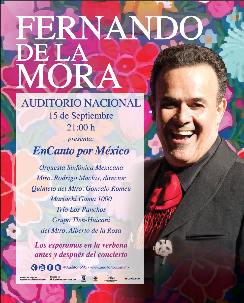 GeneraMusica's tweet photo. No te pierdas este 15 de septiembre la inigualable voz del @TENOR_FERNANDO en #EnCantoPorMéxico en el @AuditorioMx http://t.co/bXO5luWPzl