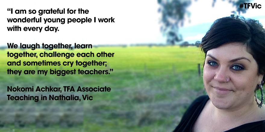 TeachForAU's tweet photo. Your students are your biggest teachers - this seems to be true wherever our Associates teach. #TFVic @nokomiachkar http://t.co/v6ZGs9359M