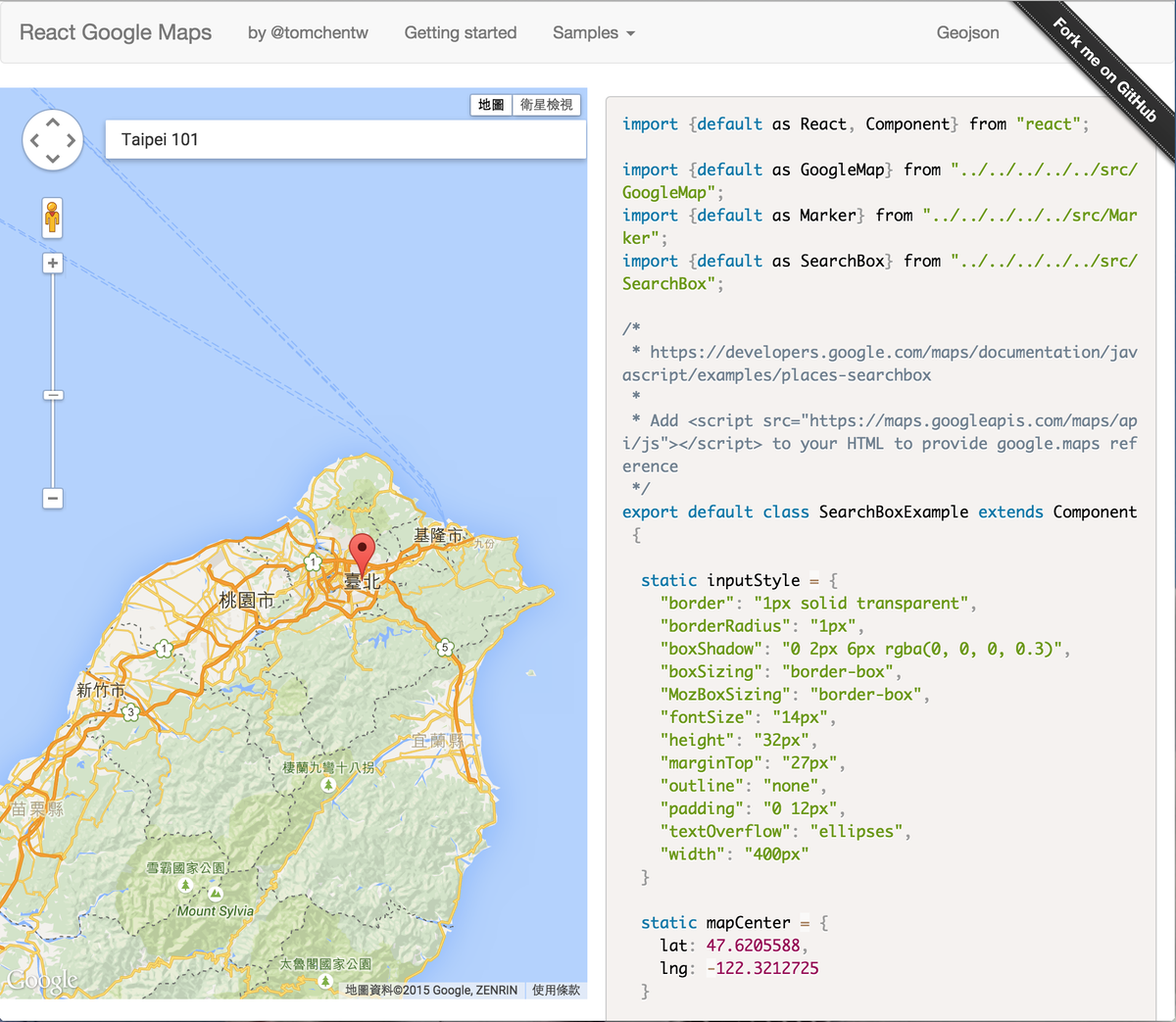 tomchentw's tweet image. react-google-maps 2.1.0 comes with #SearchBox support! @ReactJSNews @React_Rocks @react tomchentw.github.io/react-google-m…
