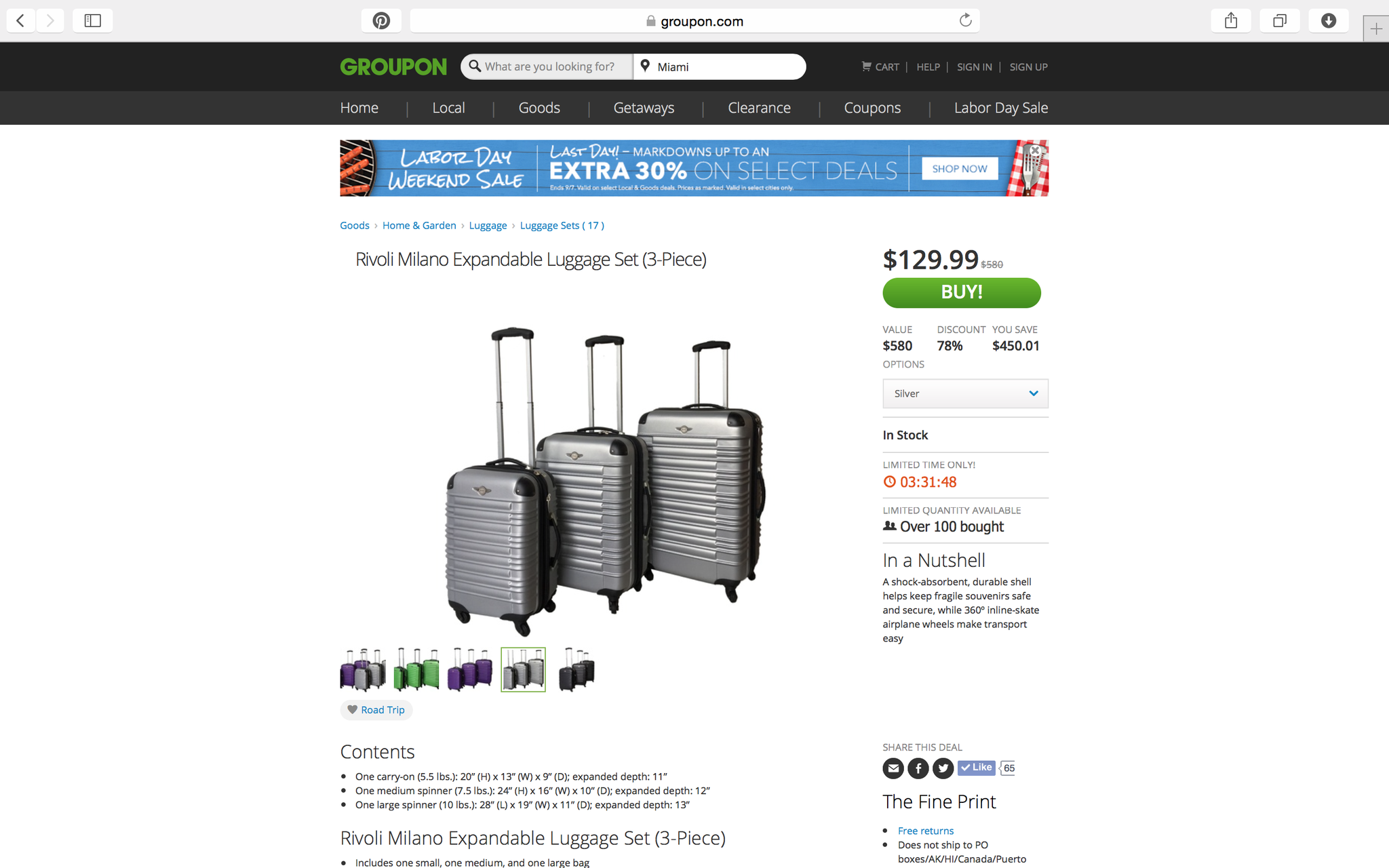 rivolite milano expandable luggage