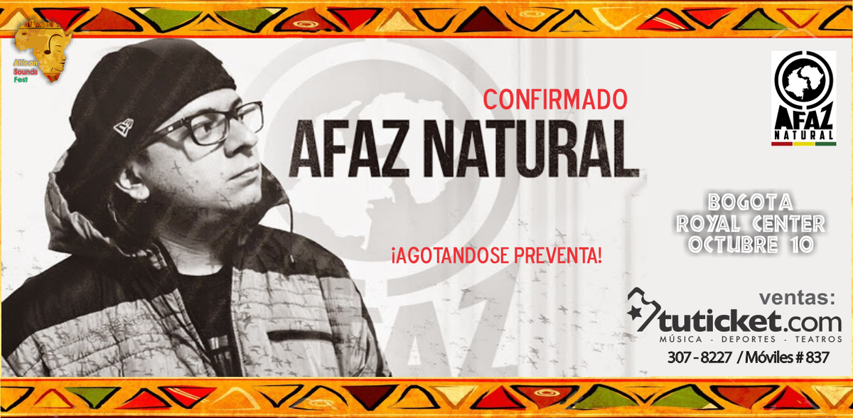 AfricanSoundsF's tweet photo. RT @AfazNatural CONFIRMADO EN BOGOTÁ, junto a @Fyahbwoy + @cballstars + @BazurtoAllStars + @juniorsambo + #FlacoFlow http://t.co/0pfZwmRtSZ