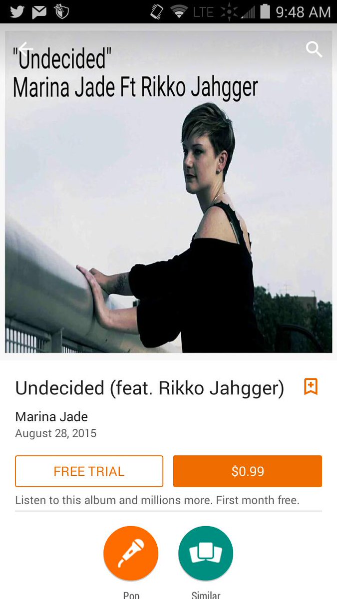 MarinaJadeMusic's tweet photo. #LaborMusic Checkout my New Single "Undecided" Available Now for digital download on #GooglePlayMusic #PopMusic http://t.co/cNSzTvtacV