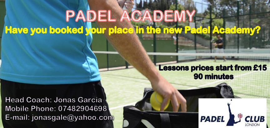 New #PadelAcademy join us! Head coach: jonas Garcia london@padelclubuk.com or Jonas E-mail jonasgale@gmail.com #PCL