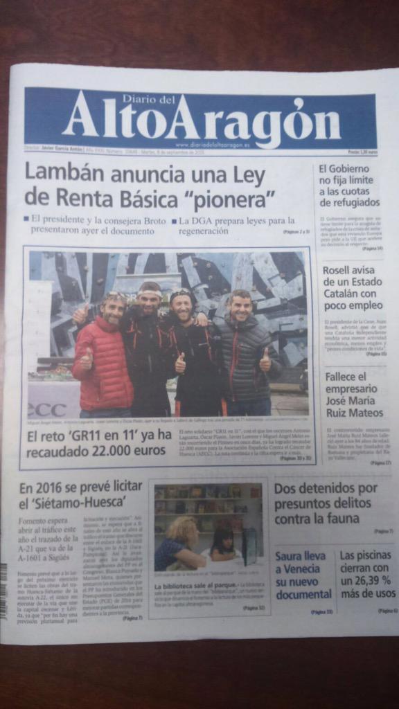 Mientras los chicos siguen rumbo a Candanchú, Oza, Zuriza e Isaba, hemos desayunado con la portada del <a href="/altoaragon/">Diario del Altoaragón</a> :)