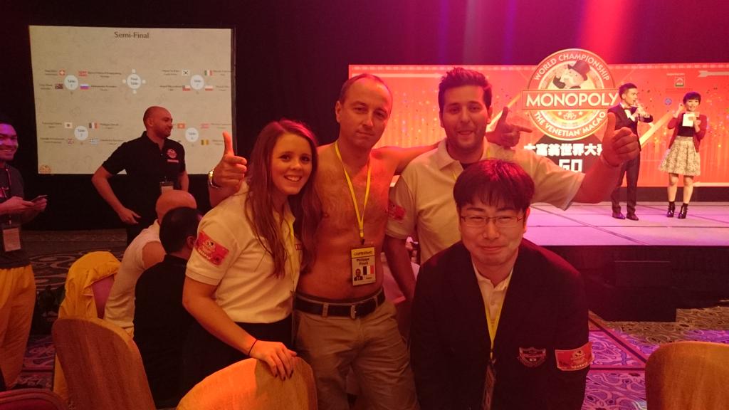 Semi-finalists: me for the UK. Tsutomu for Japan, Phillipe for France and Dimitrios for Greece #monopoly