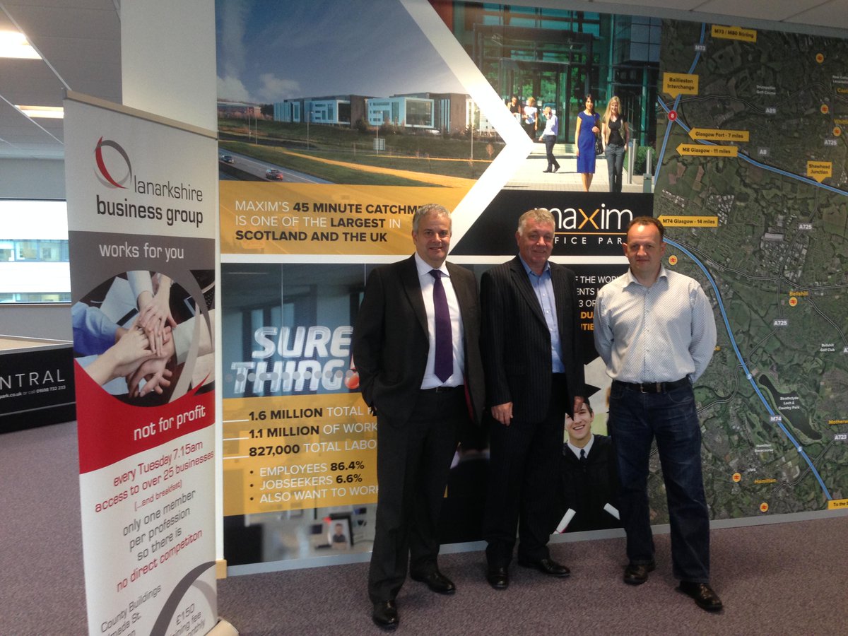 LanarkshireBiz's tweet photo. Another great meeting today at a different venue, thanks to Maxim Offices Suits for hosting our meeting today! http://t.co/EYfzRovcLl
