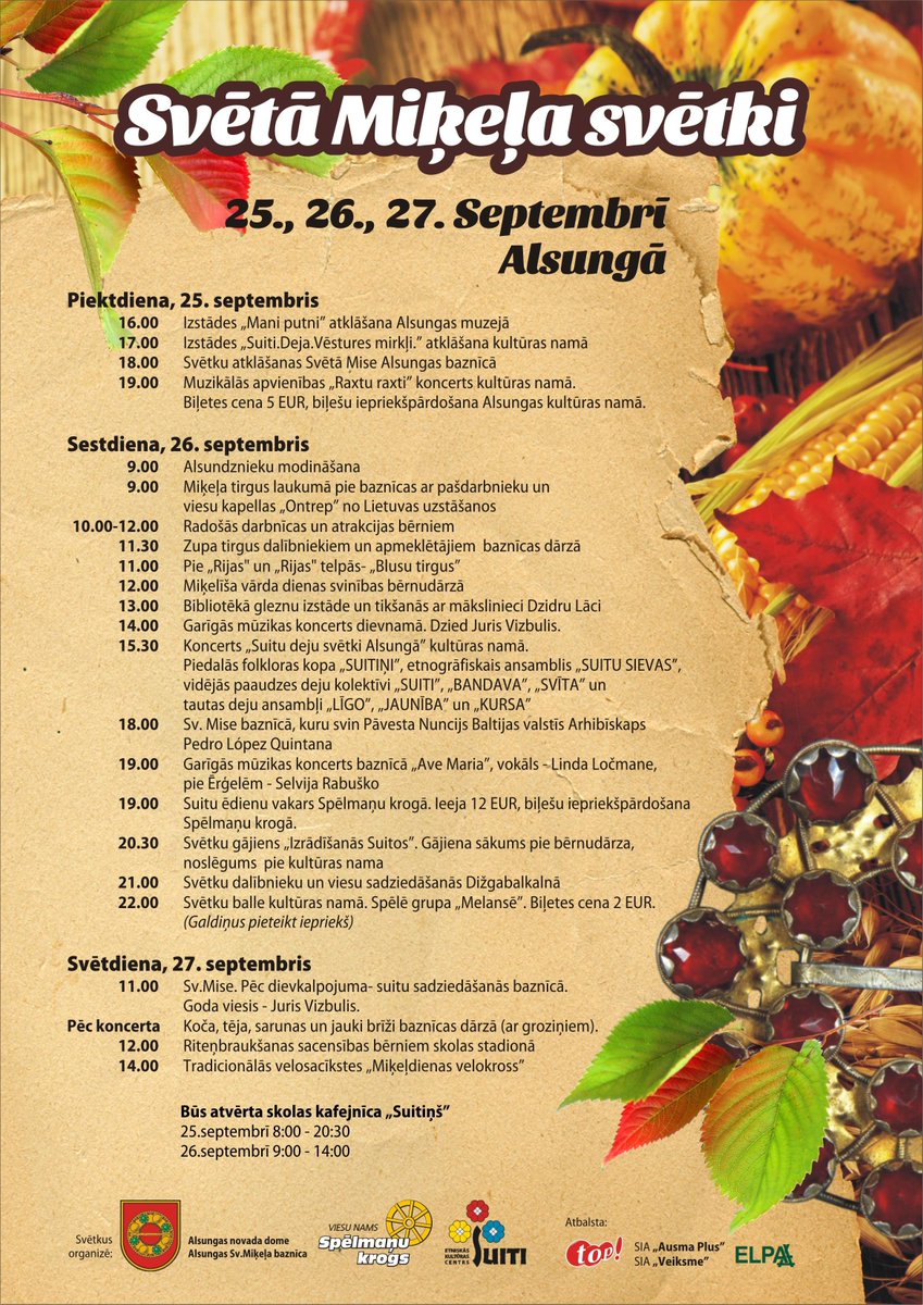 Alsungasnovads's tweet image. Svētā Miķeļa svētki Alsungā 25.-27.septembrī!