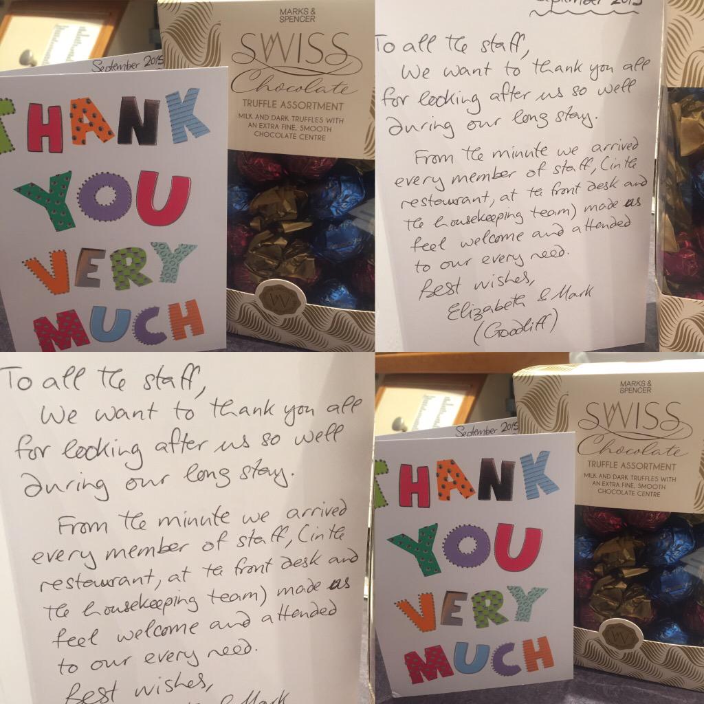 A lovely thank you and some chocs for the team! #teamgodalming <a href="/South_East_PI/">South_East_PI</a> <a href="/stefankowalcz/">Stefan Kowalczyk</a> <a href="/placemadebyyou/">A Place Made By You</a>
