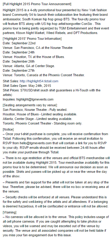 tgm_events's tweet photo. [HIGHLIGHT 2015 Promo Tour Announcement] Full tour announcement can be viewed below or at: http://t.co/QSDCquwNgW http://t.co/q9QDYnfpae