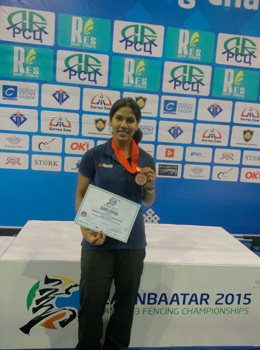 #Bronze for @bhavanifencer at the Asian U23 #FencingChampionships! Proud of you, Bhavani! #WomenInSport #RoadToRio