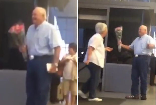 BuzzFeed's tweet photo. This heartwarming video of an elderly man waiting at the airport has been watched by millions http://t.co/QRBwi3gE6T http://t.co/VIis8uk5dO
