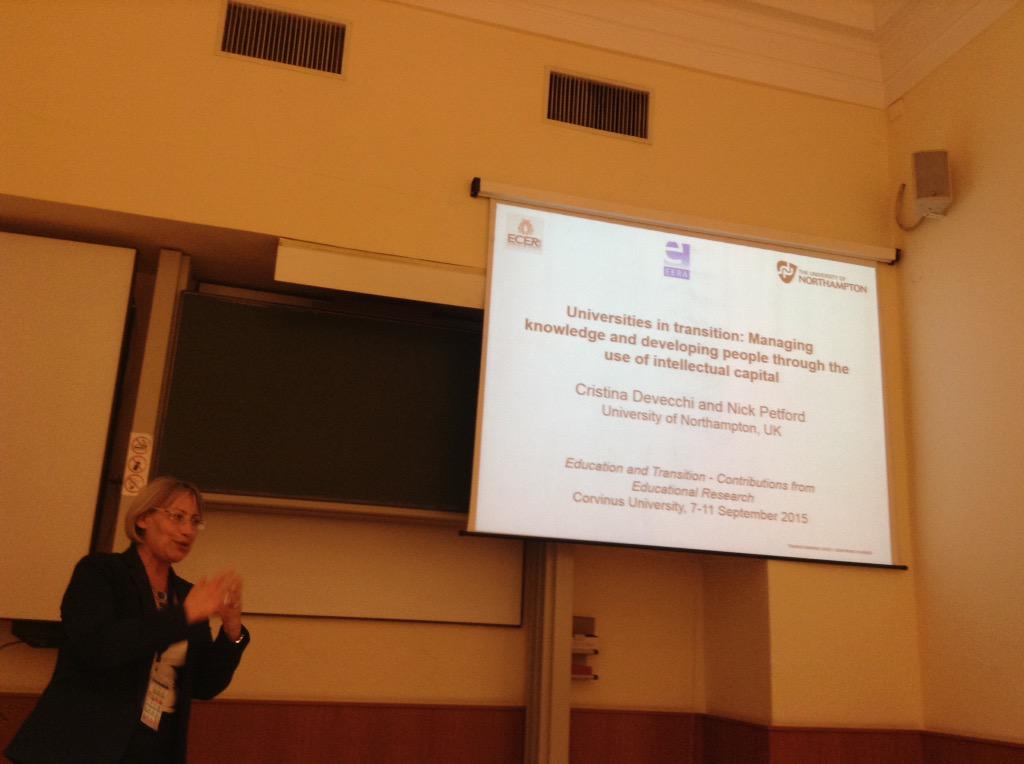 dmc_devecchi's tweet photo. The role of intellectual capital in HEI - great questions & lots of interest. Really pleased #ECERUN @nick_petford http://t.co/NmKv5MOk1X