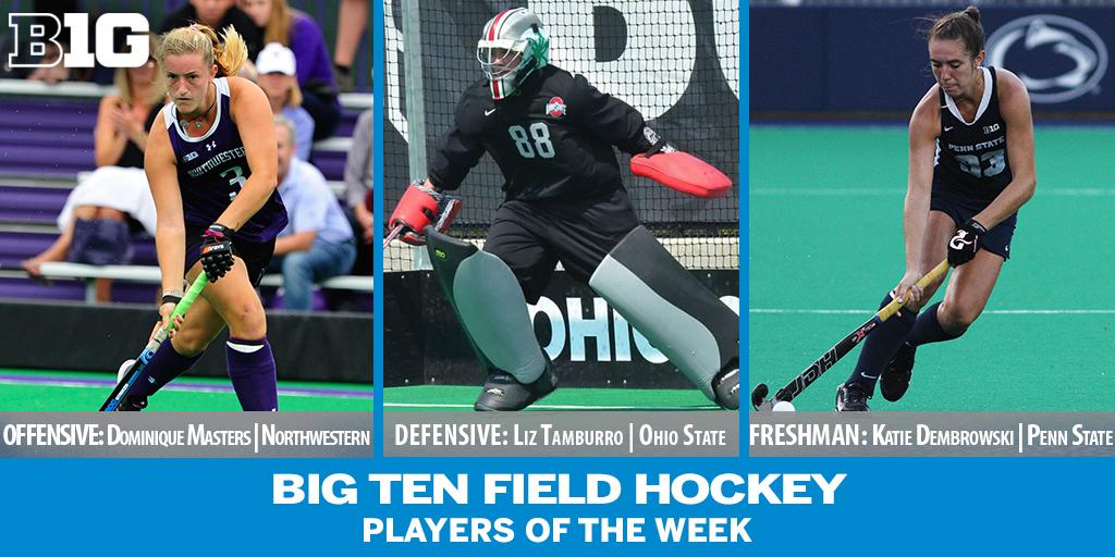 bigten's tweet photo. .@PennStateFH, @OhioState_FH and @NUFHCats take home the Big Ten Weekly Field Hockey Awards:http://t.co/pb7ygwi9MD http://t.co/eHjsmEKgsV
