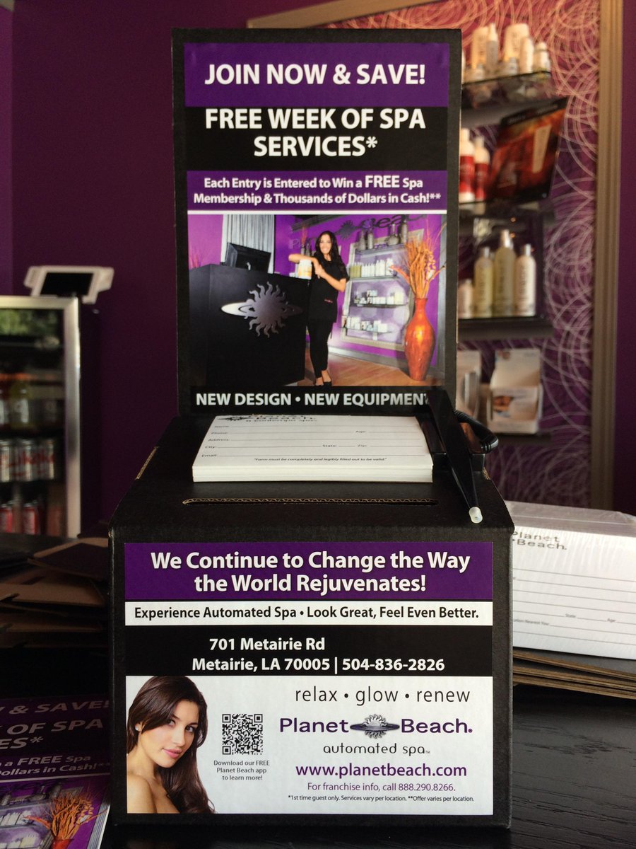 PBOMLA's tweet image. Look for our Giveaway Boxes around Town!!

And Enter to Win a FREE Month of Unlimited Spa &amp;amp; much much more!!