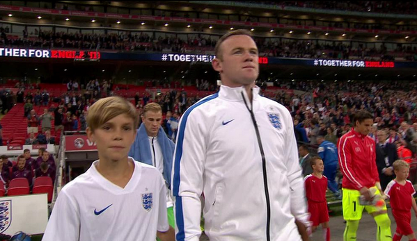 paddypower's tweet photo. Romeo Beckham England mascot for his 13th birthday. For my 13th birthday I got a trip to McDonald's &amp; my first pube. http://t.co/vxikeUWZOu
