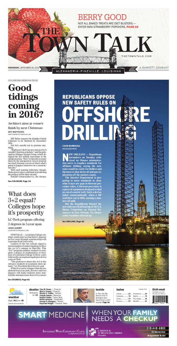 DSM_Studio's tweet photo. Wednesday's @TownTalkDotCom, design by @megansteenson: All about the safety of offshore drilling. http://t.co/1S8E4ywvk1