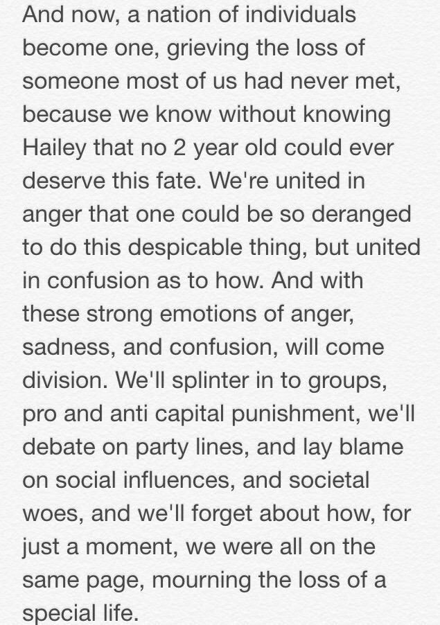 Dalby's tweet photo. Just felt a need to start writing. #RIPHailey http://t.co/G27QBA5Zvh