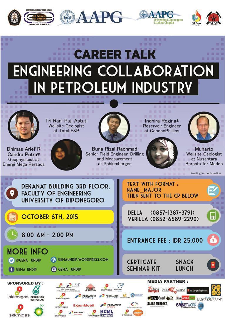 Career Talk : Engineering Collaboration in Petroleum Industry. October 6th 2015 <a href="/Dekanat/">FAD</a> FT Undip