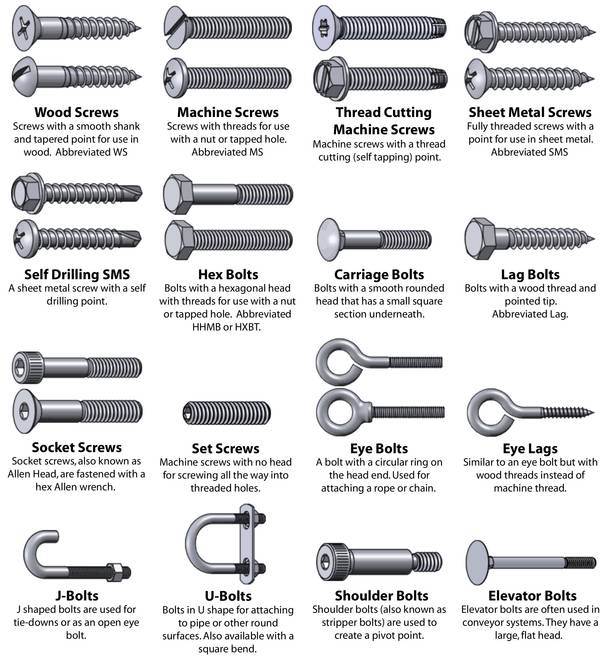 Screw Types Chart