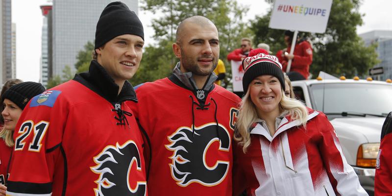NHLFlames's tweet photo. #FlamesTV takes you inside the @CalgaryPride Parade ~ http://t.co/wFVOatsJWX http://t.co/vYWVuUgcDL