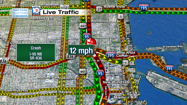 Crash on I-95 NB at Dolphin Expy. Speeds at 12mph #traffic #miami @JeniseFernandez http://t.co/lmJ9HtcqrS