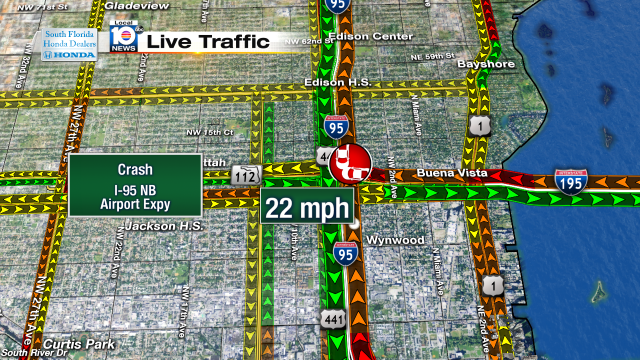 Crash on I-95 NB at the Airport Expy. Speeds at 22mph #traffic #miami @JeniseFernandez http://t.co/xXhP2Zdkrw