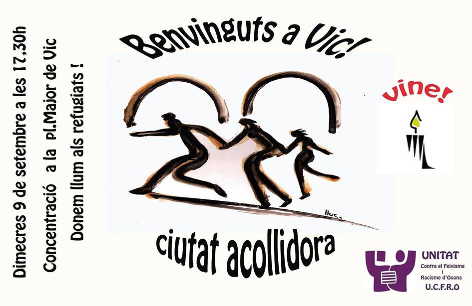 Dimecres, abans #plevic, concentració en favor de l'acollida de refugiades (Pl. Major 17:30h) <a href="/capgiremvic/">Capgirem Vic</a> #CatAcull