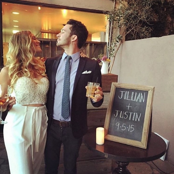 Love this shot of this weekend's beautiful couple at their rehearsal dinner! Congrats, you two! PC: <a href="/justinwillman/">Justin Willman</a>
