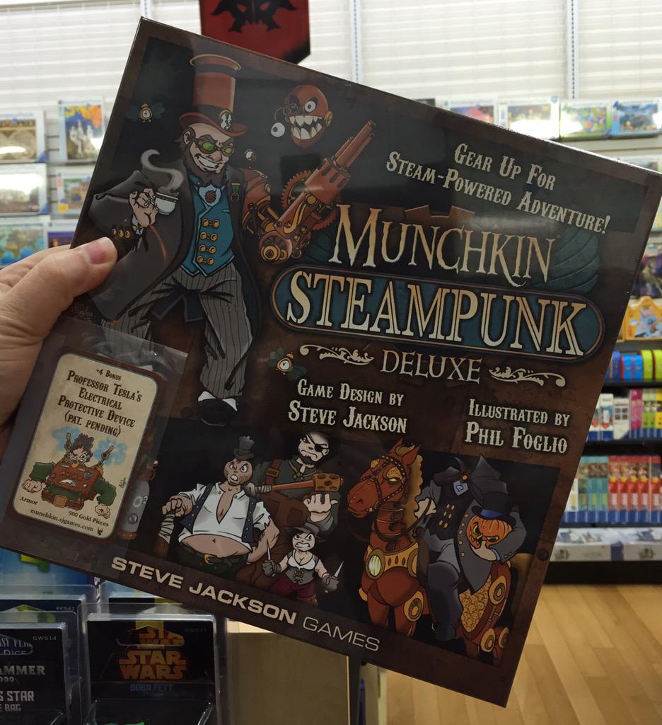 girlgenius's tweet photo. Spotted in the wild! @SJGames Munchkin Steampunk has hit the stores! :) http://t.co/AgFzH4A73H