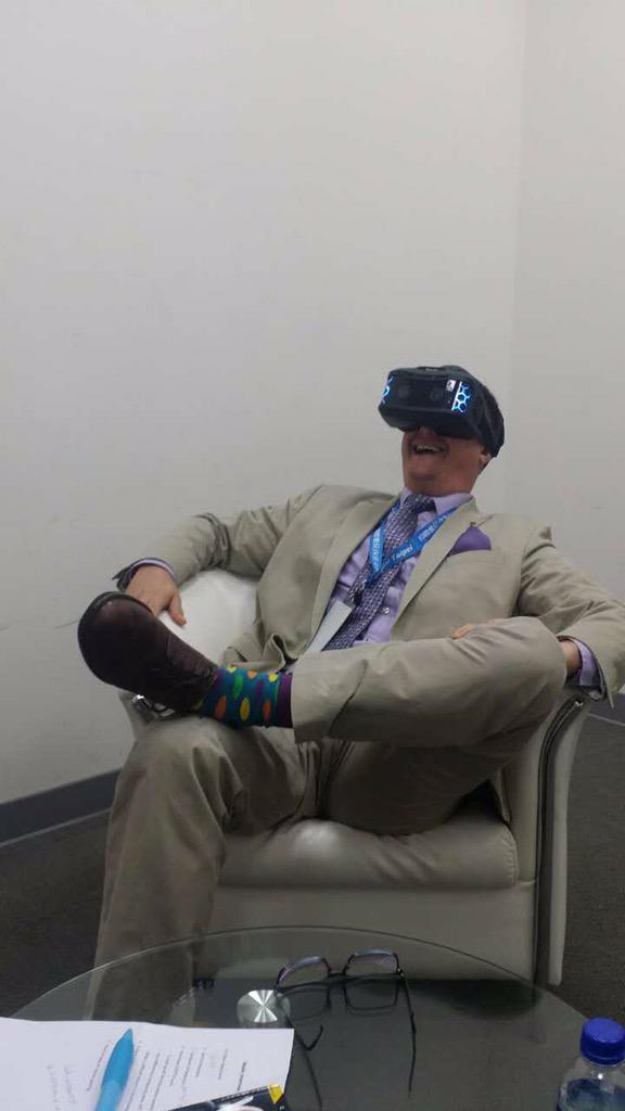.@GeithnB sure knows how to have fun here at Digital Taipei with <a href="/SulonTech/">Sulon Technologies</a>