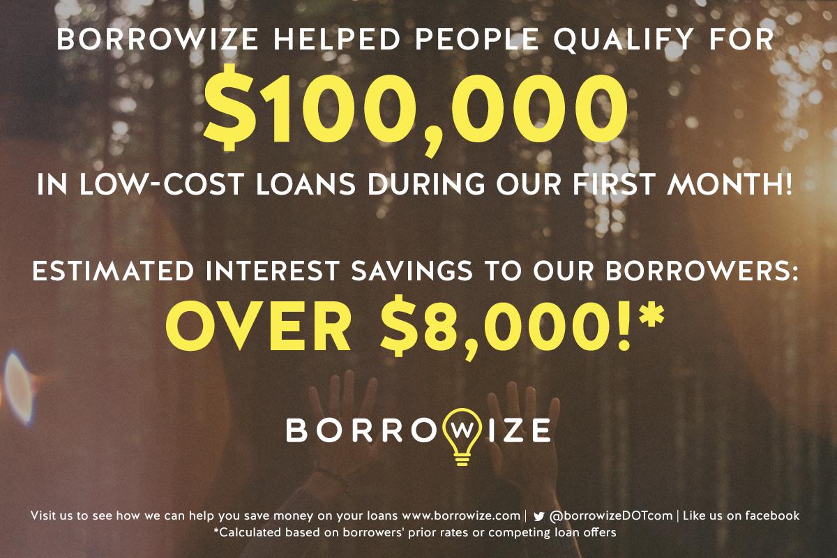 BorrowizeDotcom's tweet photo. 1st milestone! Helped customers #qualify for $100k in #loans in 1st month of biz! #borrowize http://t.co/cZA1cIeNhZ http://t.co/Ynp2GQ2qNT