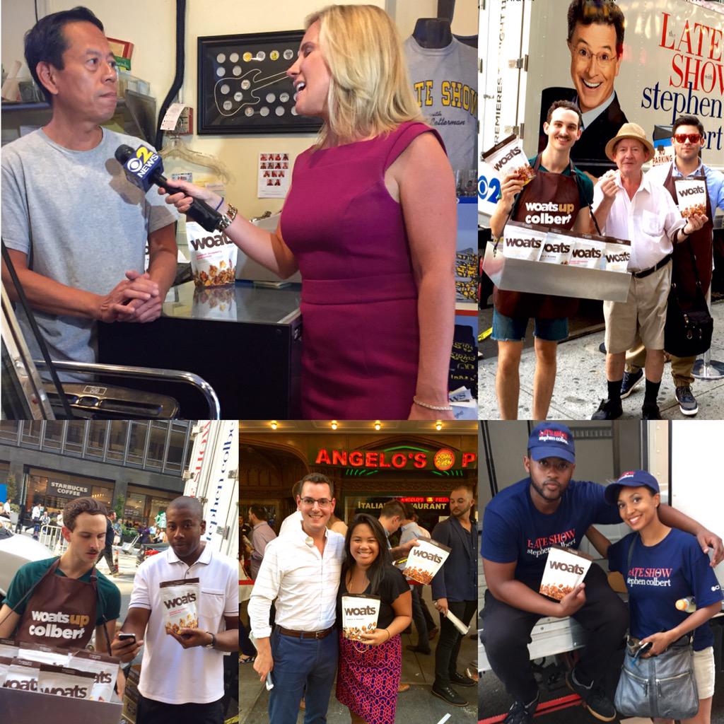 woatsnack's tweet photo. Made new friends outside @colbertlateshow in #NYC #rupertshellodeli #lateshow #LSSC #colbertnation #colbert #fulbags http://t.co/eVwJTSiWez