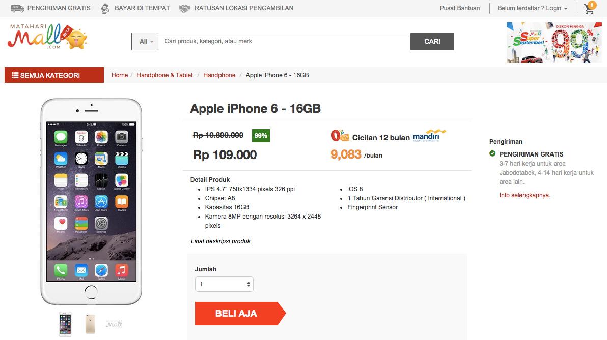 MatahariMallCom's tweet photo. Coming real soon.... REAL SOON! iPhone 99% off, dan bisa dicicil 12 bulan!
#SuperSeptember #SuperCicilan #BeliAja99 http://t.co/FODpNoPq66